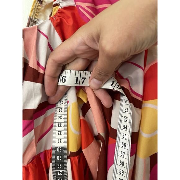 Peach Love California Maxi Dress Size L Bright Floral Cotton Wedding Summer - Picture 11 of 12